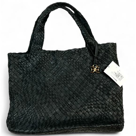 Sam Edelman Priya Large Woven Leather Tote - Old Money Aesthetic - Picture 1 of 4